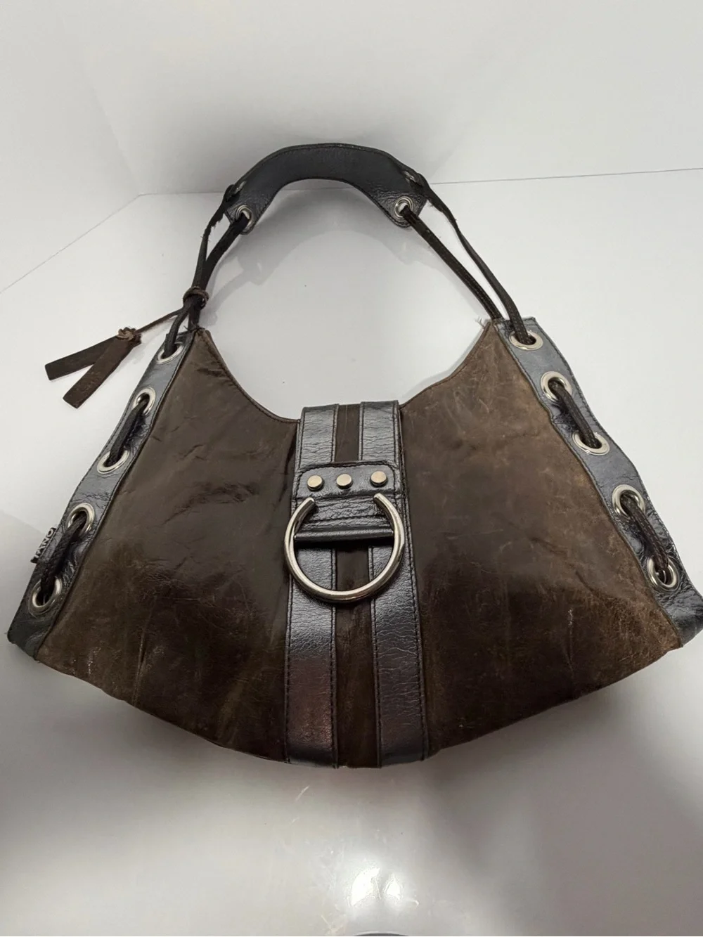Vintage Tano Brown Leather Suede Hobo Bag Y2K Boho EUC